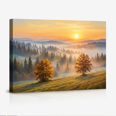 Autumn Misty Landscape Canvas Poster Wall Art Nature Scenic Decor for Home 