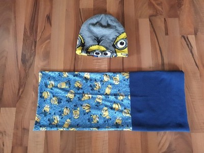 Top! Mütze & Schal Gr. 134/170 140 146 152 158 164 Junge Minions Schwarz