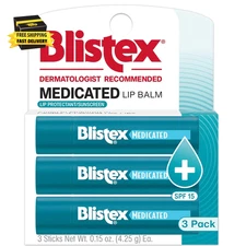 Medicated Lip Balm, 0.15 Ounce, 3 Count (Pack of 1) Prevent Dryness & Chapping, 