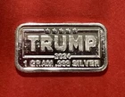 I Gram Solid Silver Trump/American Flag Bar! Fine .999 Pure Silver!