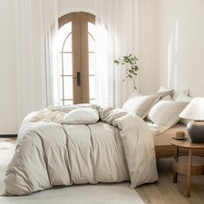 Natural Cotton Duvet Cover And 2 Pillowcases Set Softened comforter Cover Set.