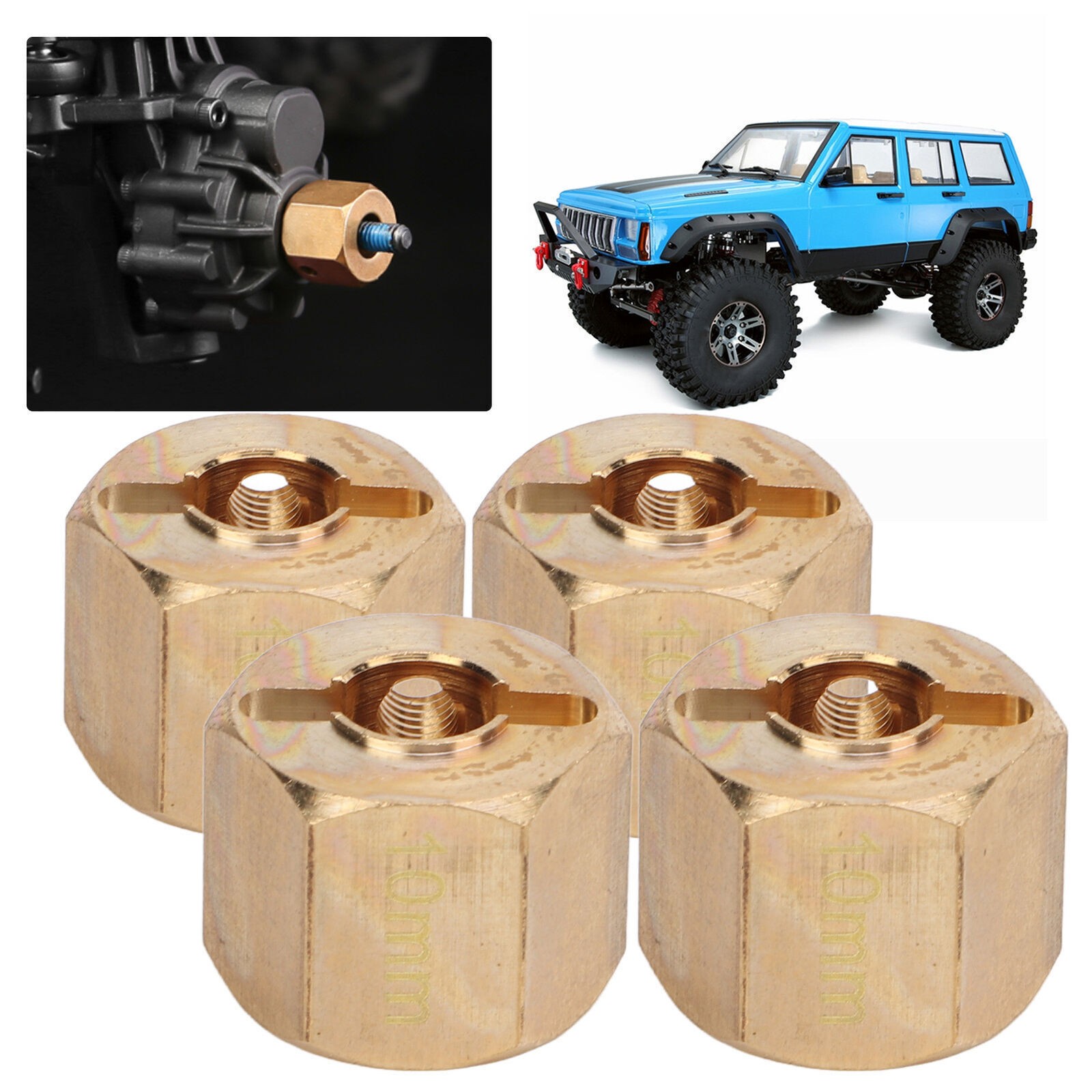 4pcs/set 12mm Hex Wheel Hub Extended Adapter for SCX10 90046 GN7 CC01 1/10 RC