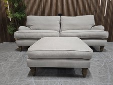 Sofa.com Bluebell 3 Seater Sofa & Footstool In Taupe Brushed Cotton RRP-£2570