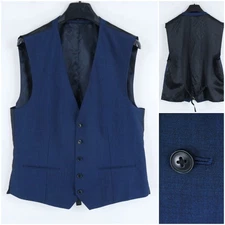 Mens Waistcoat Large Size US 42 Blue NEXT Formal Wool Dress Vest
