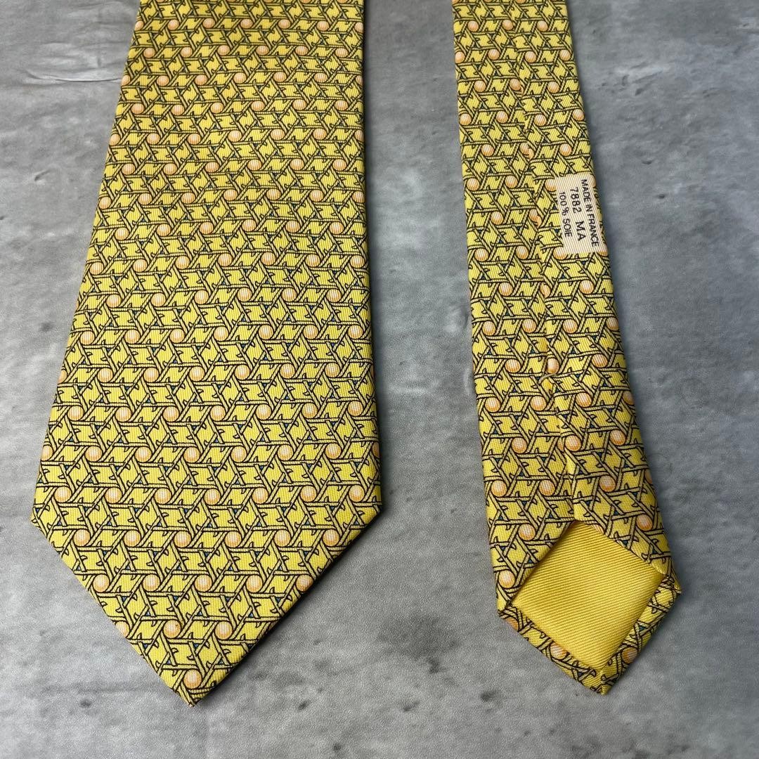 item HERMES dot pattern check pattern tie yellow - image 2