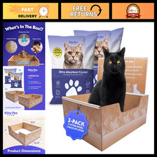 Leakproof Disposable Cat Litter Box 2-Pack with 6 lbs Odor Control Litter Bags -