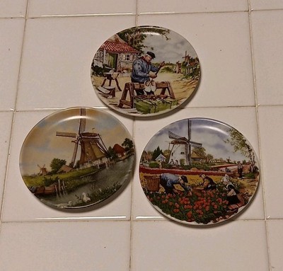 Royal Schwabap 1984 Ter Steege BV Holland Hand Decorated Windmill Plate lot of 3