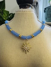 Blue Glass Beaded Star Necklace | Celestial Jewellery | Gifts For Her 