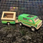 Vintage Tonka Van Green With Graphics and Pop Up Camper Set 1970’s Good Cond.