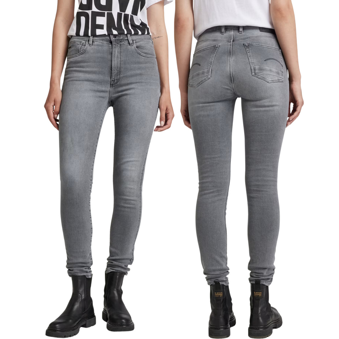 G-Star Raw Kafey Ultra High Skinny Denim Jeans Women's 27 Gray Biker Moto Retro
