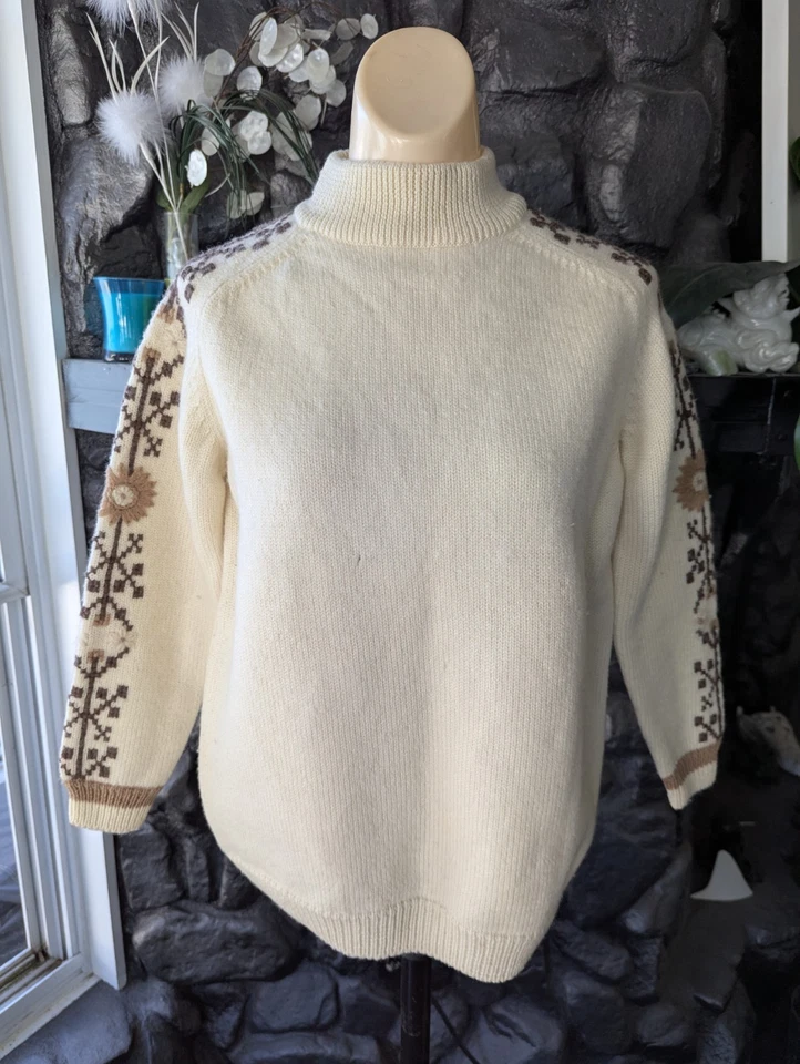 Suéter de Lana Aspen Skiwear Años 60 De Colección Marrón Crema Bordado Talla L Mod Ski Bunny Foto 2 de 4