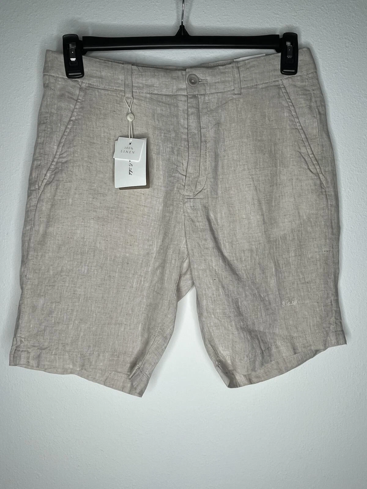 NWT Porter & Ash Men's Khaki/100% Linen Shorts Size 30