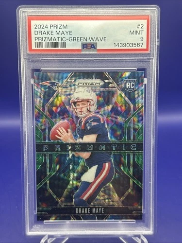 2024 Panini Prizm - Prizmatic Drake Maye #2 Green Wave Prizm (RC)