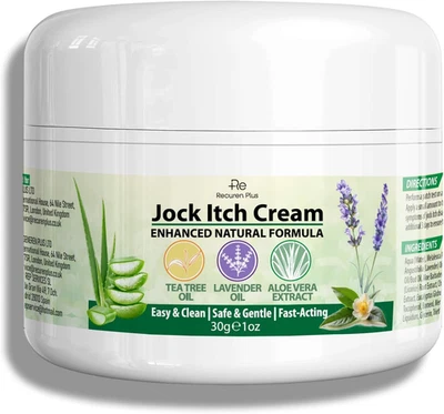RECUREN PLUS Jock Itch Antifungal Cream Tea TreeAloe, Lavende Eucalyptus Extra StrengthUnisex