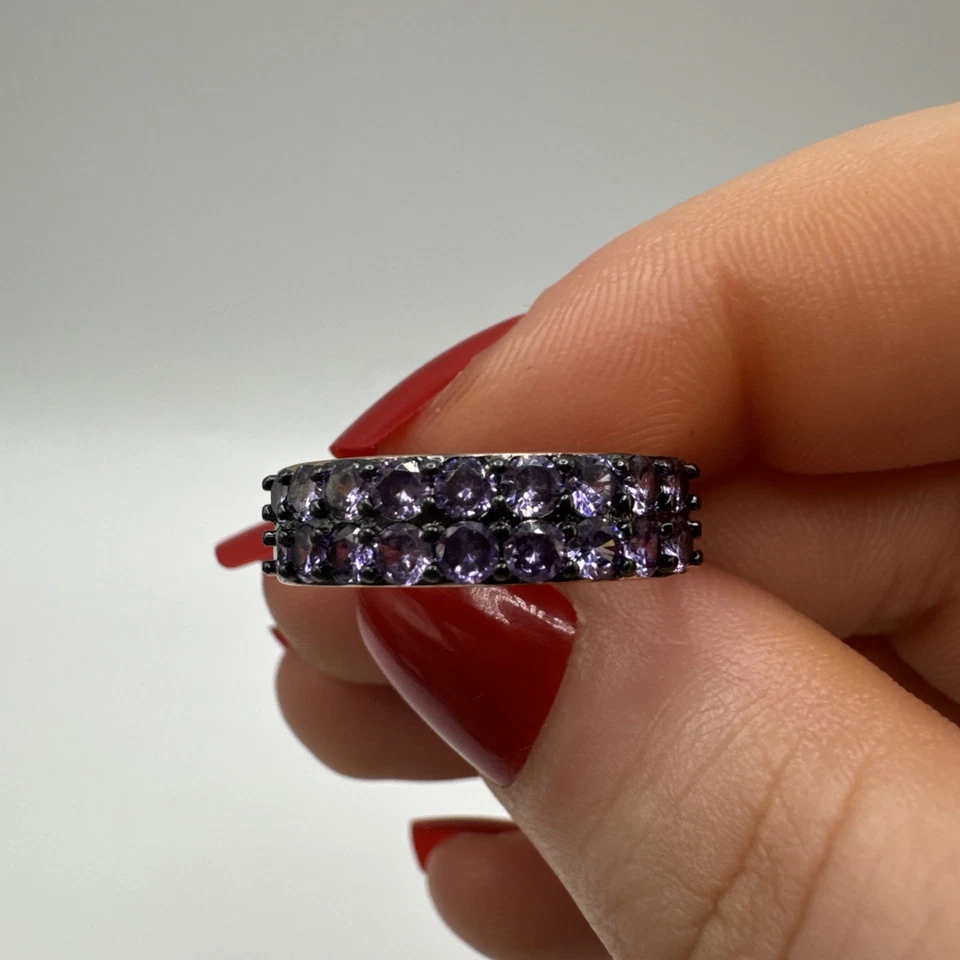 14CT ROLLED Rose Gold Bonded Ring – Smokey Amethyst Cluster Band – Size N UK - Image 2 of 4