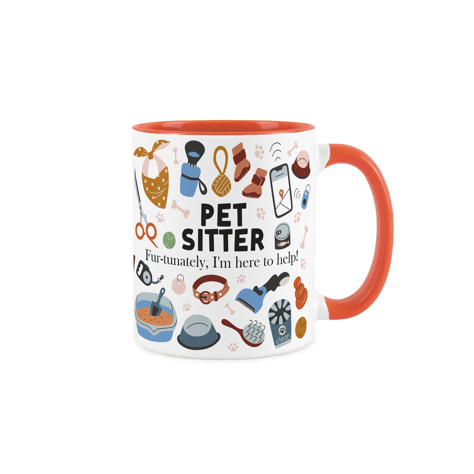 Pet Sitter Mug - Novelty Orange Ceramic Cup Animal Carer Job Thank You Gifts