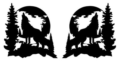 Wolf Howling Moon Two 10'' Black Vinyl Graphic Decals Car Truck Windows