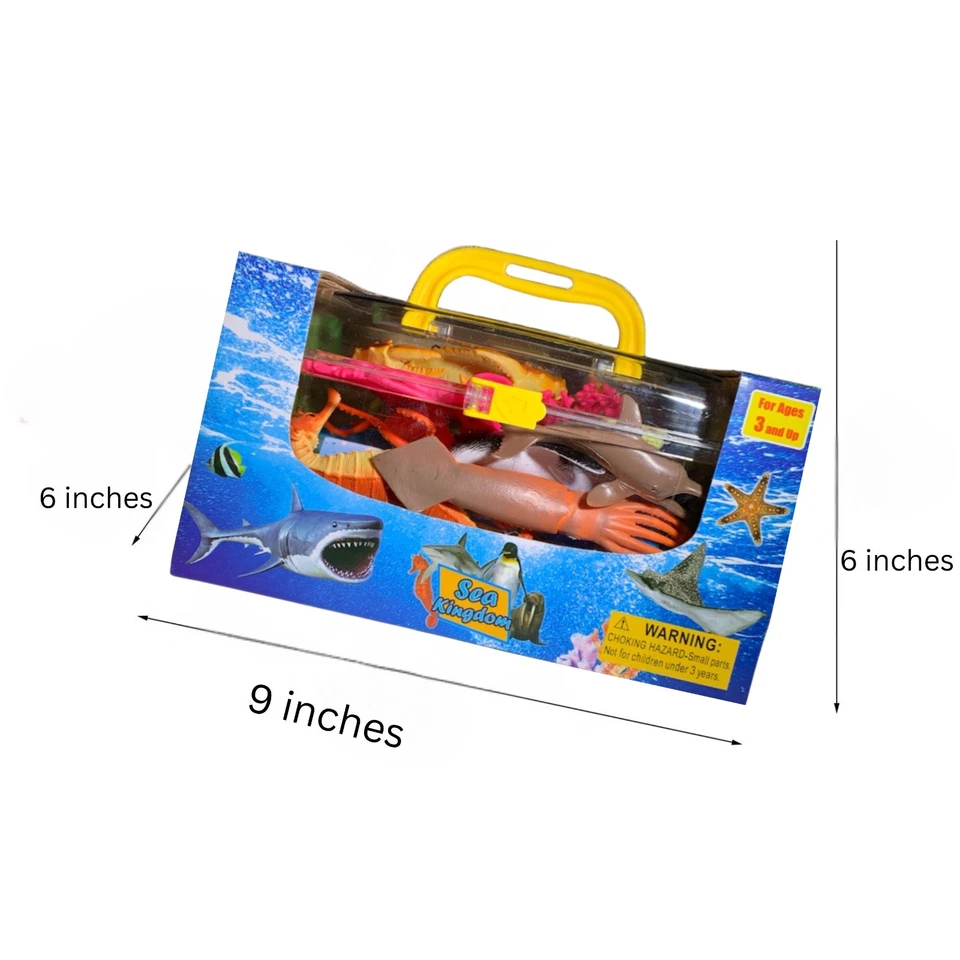 12 Pieces Ocean Animal Play-set STEM Education Toy w/ Storage Case for Kids - Image 3 of 4