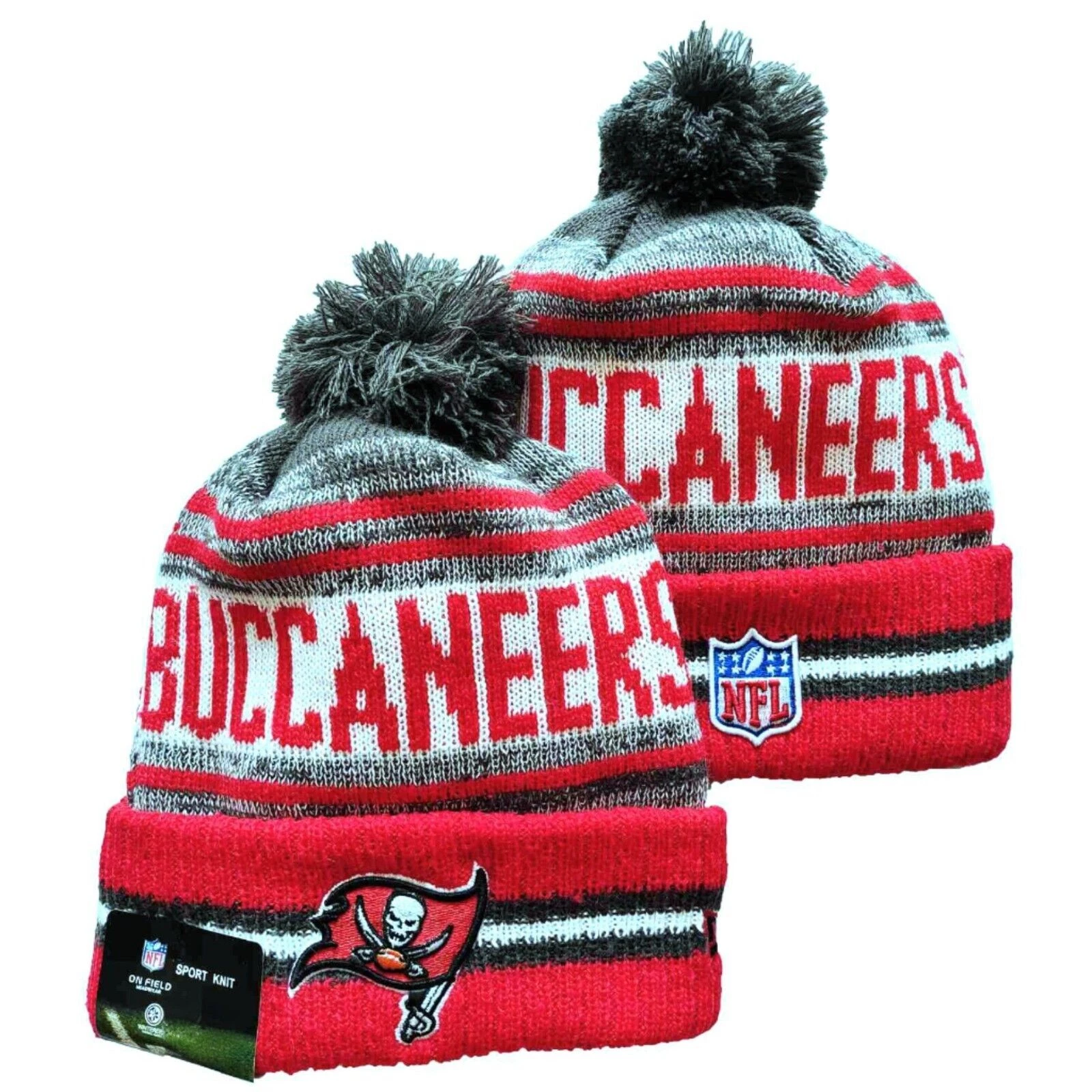 NWT Tampa Bay Buccaneers Sports Knit Pom Beanie Fleece Lining OSFA Unisex