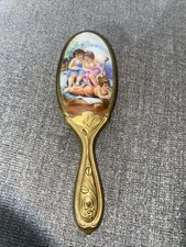 Antique Victorian Art Nouveau Portrait Children Celluloid Hair Brush