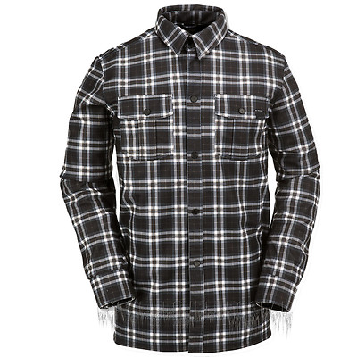 VOLCOM Mens 2016 Snowboard Black White Plaid DRIP BONDED FLANNEL