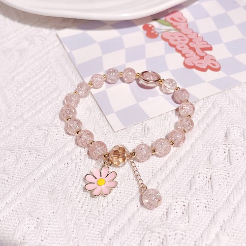 Women Beads Bracelet Daisy Pendant Chain Colorful Crystal Wristband Sweet Gift - Picture 13 of 28