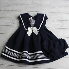 Bonnie Baby Girl's Sailor Dress Size 18 Months Navy Blue White Nautical