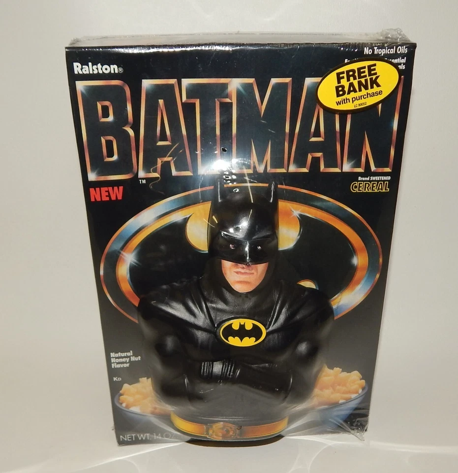 Cereal Batman Ralston 1989 juguete vintage nuevo en stock con banco - sellado de fábrica Foto 4 de 4