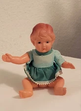 Plastic Doll, Vintage, Molded, Blue Outfit, Made in Japan 6" Tall