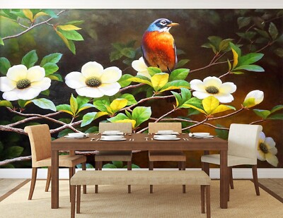 3D Flower Branch Bird G7063 Wallpaper Wall Murals Removable Self-adhesive Honey