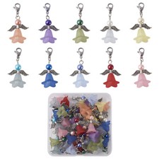 40pcs Acrylic Angel Pendants Cute Wing Dangle Charms With Glass Pearl Beads 41mm