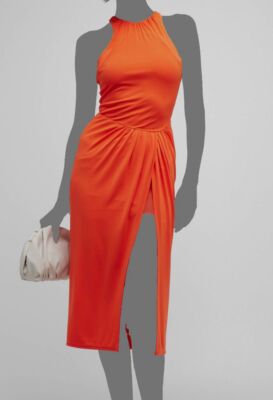 $366 Cinq A Sept Women's Orange Lezlie Sleeveless Racerback Midi Dress Size 0