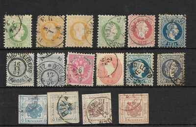 AUSTRIA. CONJUNTO DE 16 SELLOS PERIODO CLÁSICO