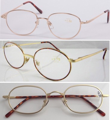 60 Stück / 3 Sorten Gold Metallgestell Klassische Lesebrille mit Großhandelspreis **