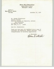 Judge William E Steckler Sign Herman Finkelstein Letter District Court ASCAP '64