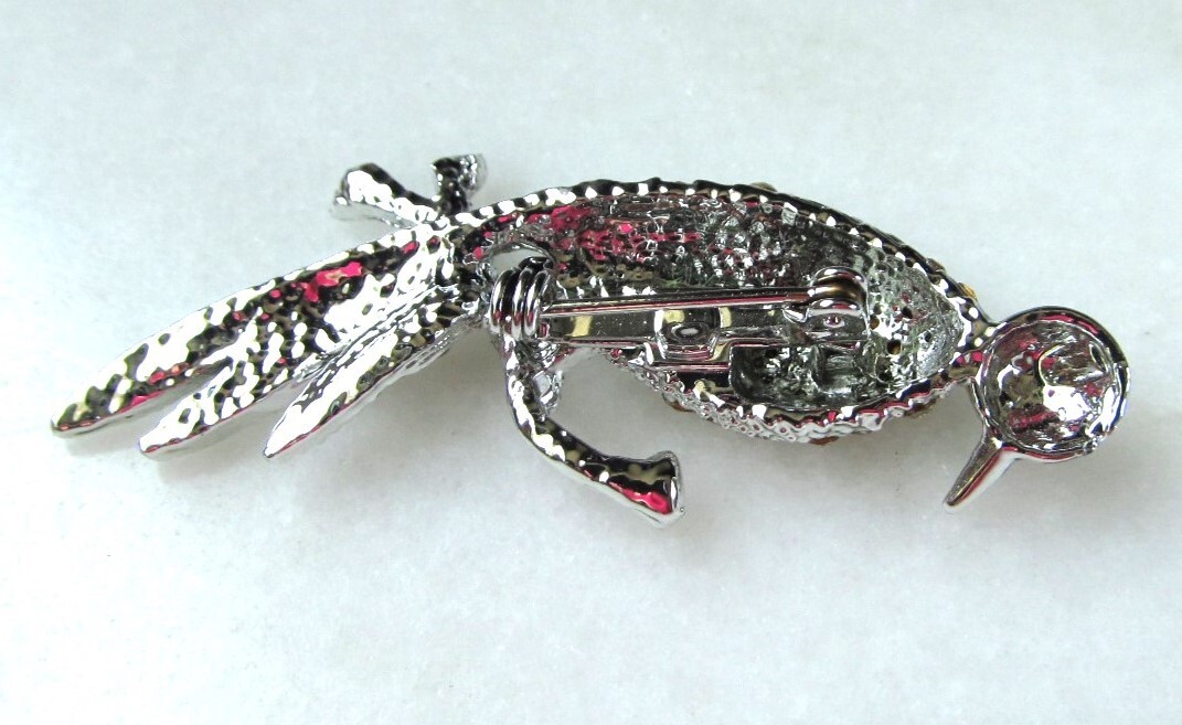 Vintage Rhinestones Silver Tone Bird Brooch Pin C3565 | eBay