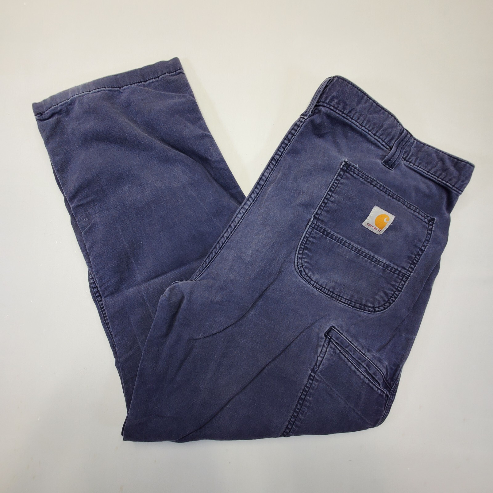 Carhartt Cargo Pants Mens 42x30 Blue Relaxed Fit Navy Blue Work Pants