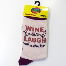 Women's Novelty Funny Wine Socks " Wine A Little Laugh A Lot " Stocking Stuffers