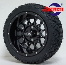 4 Golf Cart 12x7 Black Venom Wheelsrims And 18 All-terrain Tires