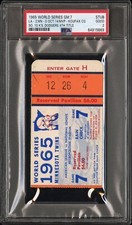 1965 WORLD SERIES GAME 7 DODGERS CLINCHER TICKET STUB SANDY KOUFAX W#4 MVP PSA 2