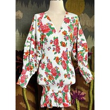 Rhode Anya White Floral Smocked Mini Dress XS