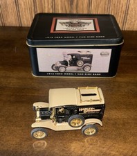 Harley Davidson 1913 Ford Model T Van Dime Bank Metal Replica w/ Case NOS