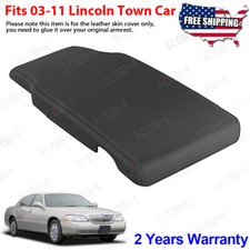 Fits 2003 2004 2005-2011 Lincoln Town Car Console Lid Armrest Vinyl Cover Black