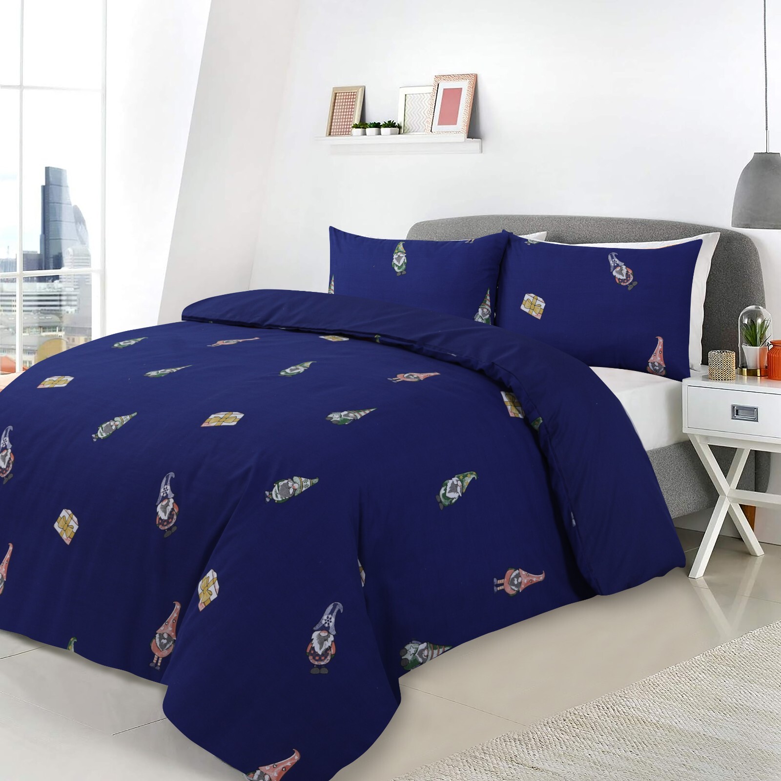 Christmas Gonks Single Double King Duvet Cover Reversible Bedding Set