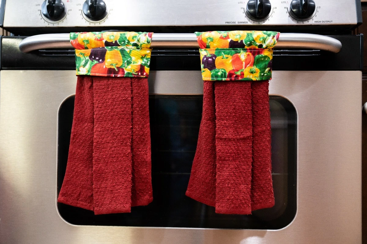 Handmade Hanging Kitchen Towels Set of 2 Dish Hand Towels