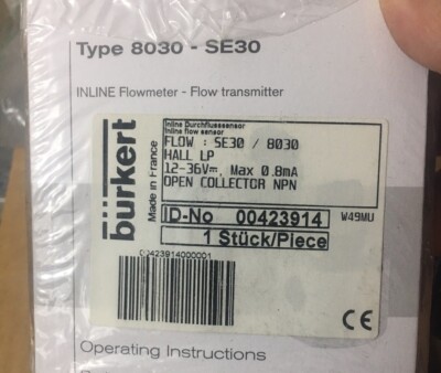 1pcs Burkert flowmeter SE30/8030 12-36V 00423914