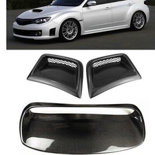 3x Kohlefaser Motorhauben Entlüftung Abdeckung für Subaru Impreza WRX STi 08–14
