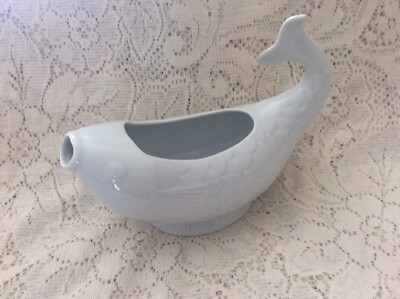 Fine Vintage Dansk Mid Century Modern White Porcelain Fish Gravy  Dansk International Designs France Fish Shaped Gravy Boat main image 1