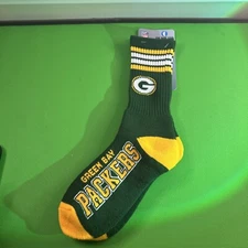 Green Bay Packer Logo & 4 Stripe Crew Socks NFL Football Unisex brand New