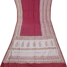 Vintage Burgundy Sarees 100 Pure Silk Printed Indian Sari 5YD Soft Craft Fabric